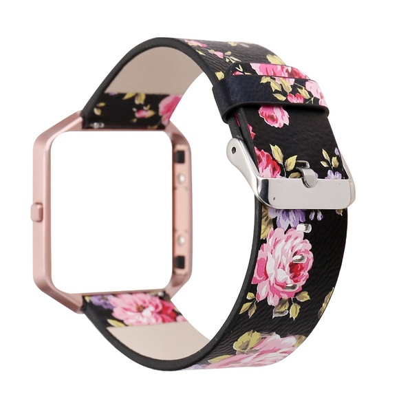 FItbit Blaze Replacement Band- Leather Floral - Picture 1 of 8
